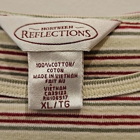 NORTHERN REFLECTIONS Top L/S Stripped Scoop Neck Women's XL - Picture 3 of 11